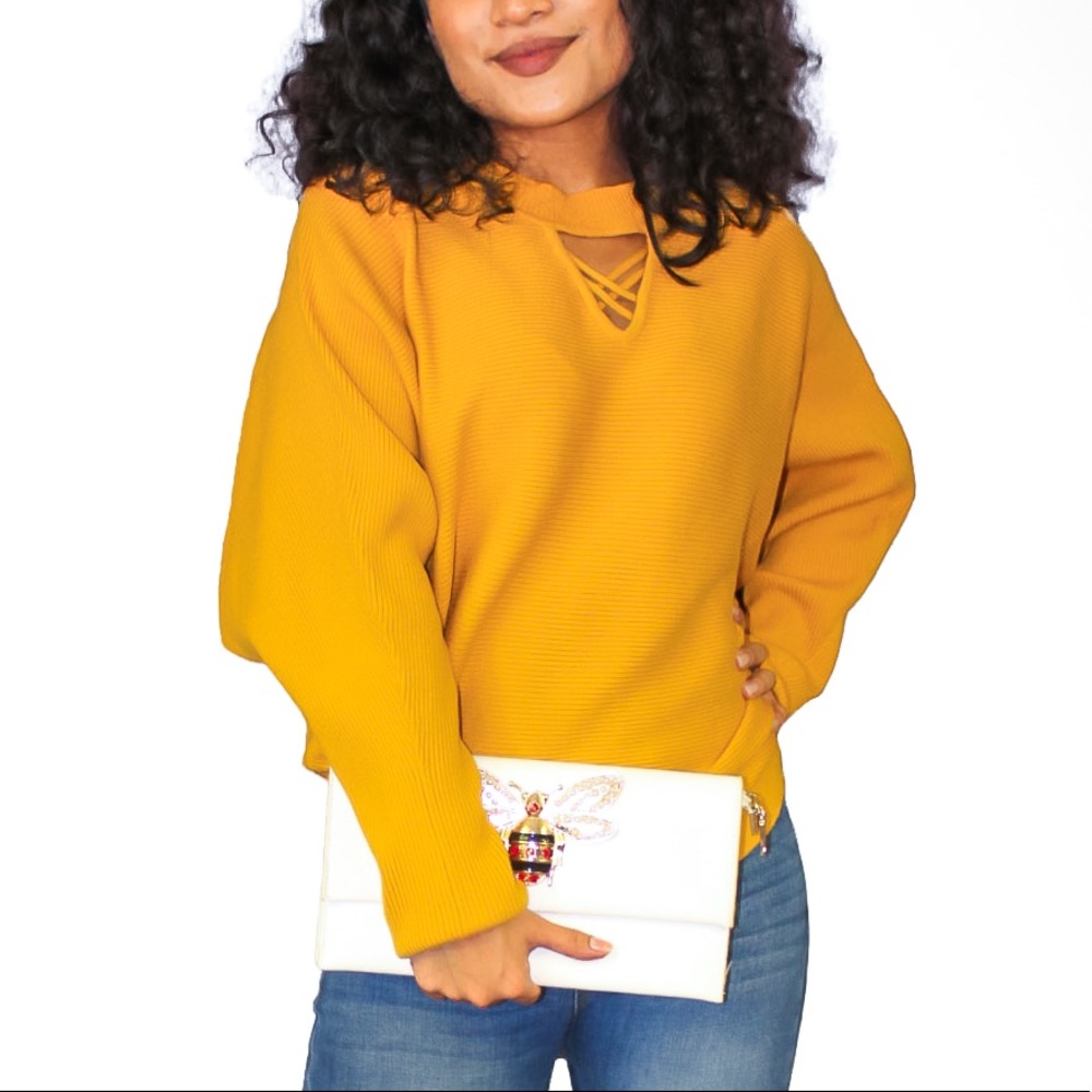 DOLMAN SLEEVE RIBBED PULLOVER SWEATER